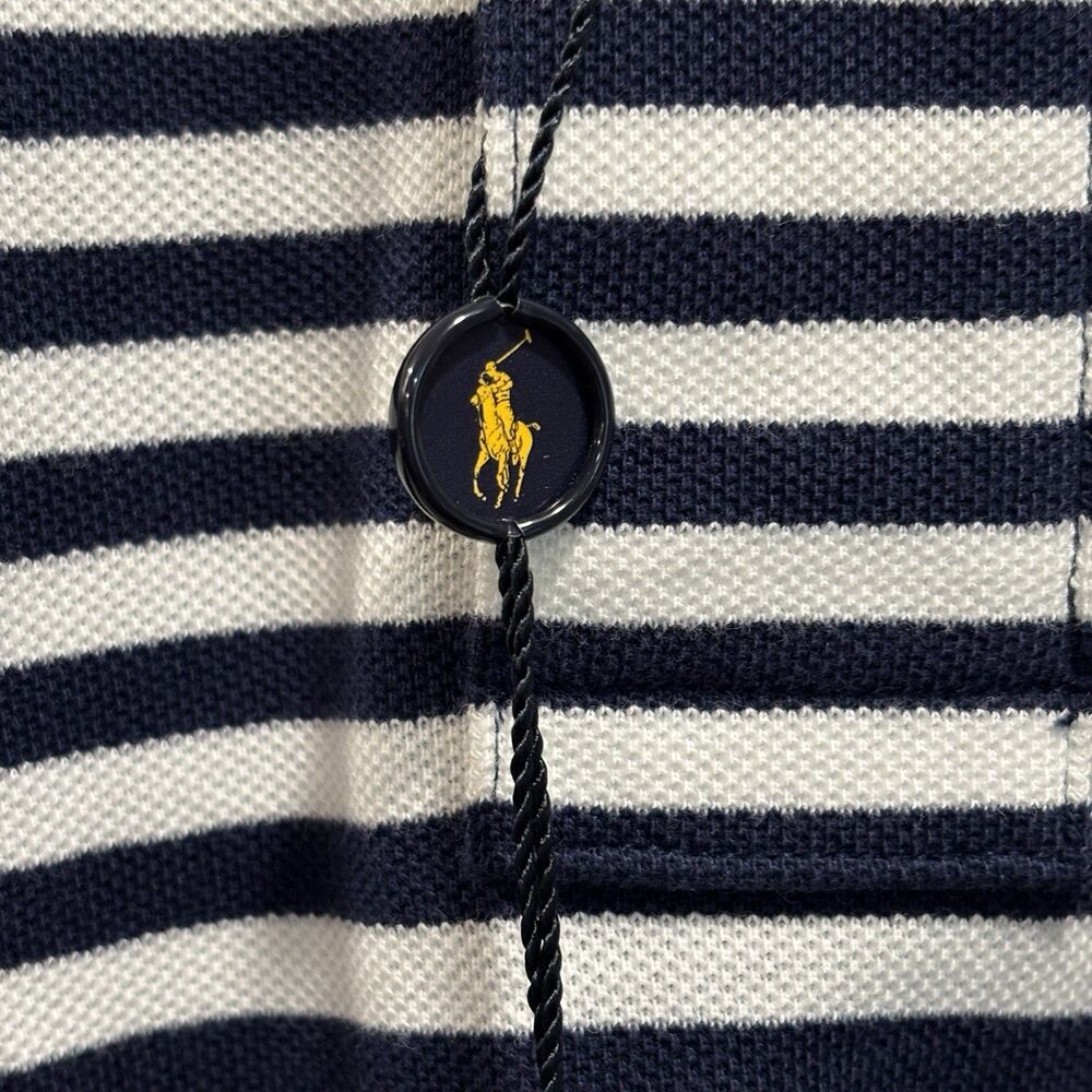 Polo Ralph Lauren Mens 6XB Navy Blue White Striped Short Sleeve Polo Shirt NWT - Picture 3 of 8